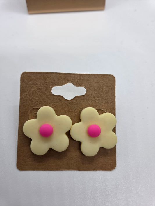 Yellow & Pink Flower Studs