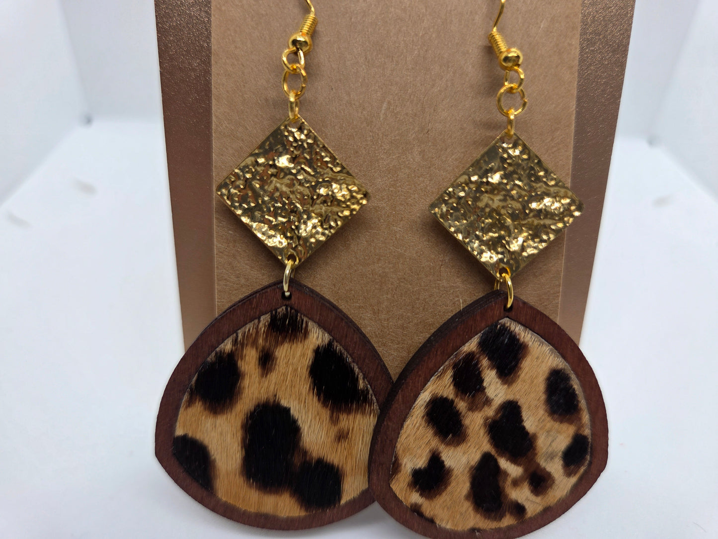 Cheetah & Gold Diamond Dangles