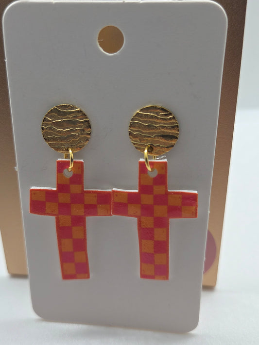 Pink Checkered Crosses