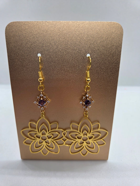 Gold Florals & Purple Gemstones