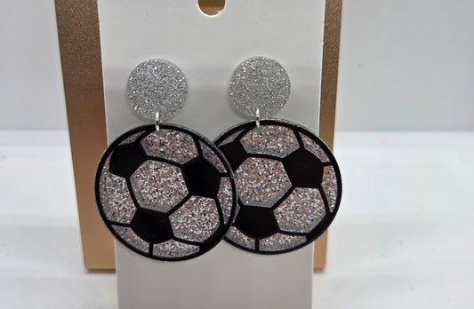 Silver Glitter Soccer Balls
