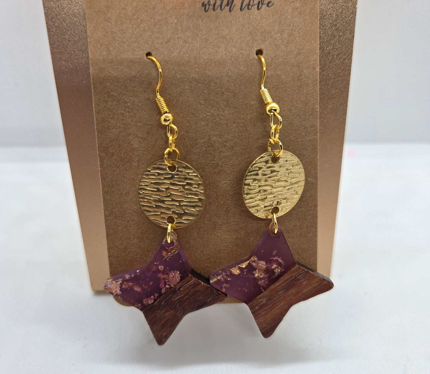 Wood & Purple Geometic Design