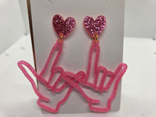 Pink Glitter "I love you"