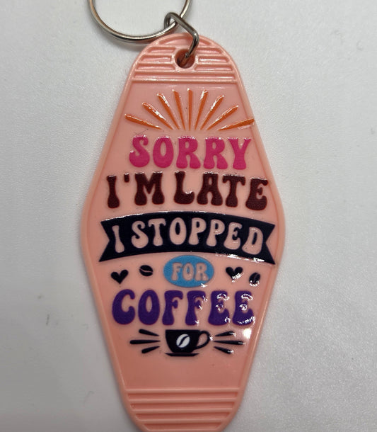 Stopped For Coffee Vintage Keychain